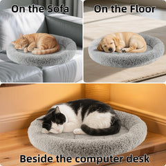 PETLESO round pet bed interior space lets pets stretch or curl up comfortably.