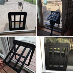 PETLESO dog door magnetic-closure flap keeps breeze out and pets moving.