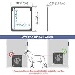 PETLESO dog door screen installation guide showing mounting steps