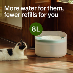 PETLIBRO dog water fountain whirlpool flow shows constant circulation reducing fur and crumbs.