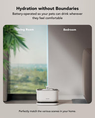 PETLIBRO water fountain battery charging base showing rechargeable power for cordless use