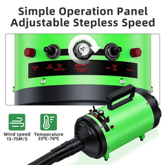 PetLife Professional 5.2HP dog dryer expandable hose extended to reach eight feet.