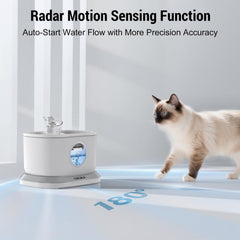 Petlipo fountain induction mode detects motion to encourage drinking.