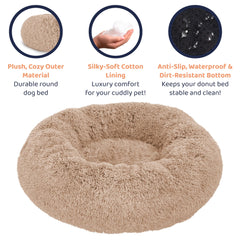 Petloox Donut Dog Bed camel durable materials suggest long-lasting comfort and value.