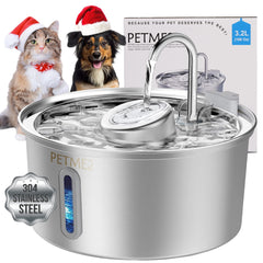 PETME2 Luxury Smart Pet Fountain shows LED light for easy nighttime hydration.