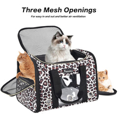 Petmolico cat carrier Leopard mesh ventilation for airflow.