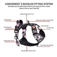 Petmolico large dog harness set back view shows grab handle for quick control