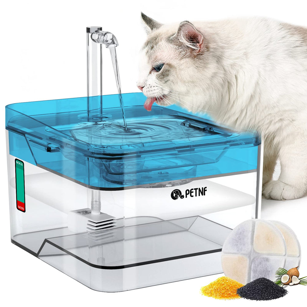 PETNF Blue Water Fountain pump provides quiet hydration for pets