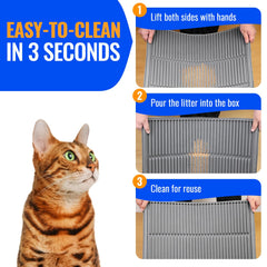 PetNova Easy Clean Litter Mat traps litter at paws to reduce scatter.
