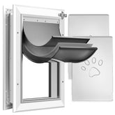 Petoasis 3Flaps door front view in silvery white for easy entry for large dogs