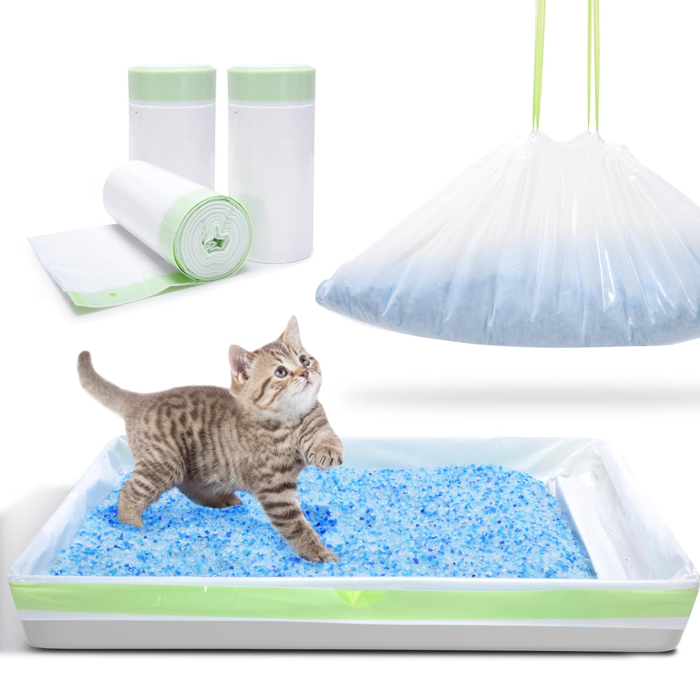 PETOCAT litter liner fits standard trays for mess-free dumping and longer tray life.