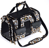 Petotw leopard soft-sided carrier top view showing roomy interior and soft padding for comfort