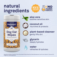 Petpost coconut oil aloe solution highlight for mild cleansing and skin comfort.