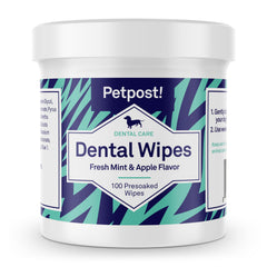 Petpost Dental Wipes for Dogs presoaked pads for quick, gentle tooth cleaning.