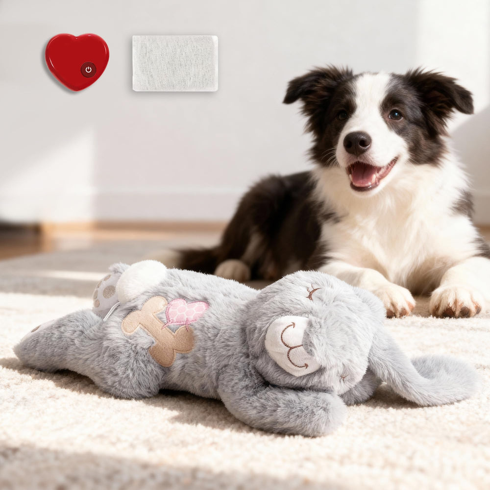 Pet Prime dog heartbeat plush rabbit toy showing a soft cuddle surface for calming puppies