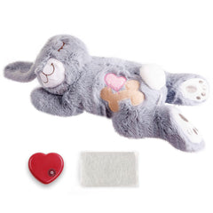 PetPrime dog heartbeat toy closeup showing gray rabbit for puppy comfort
