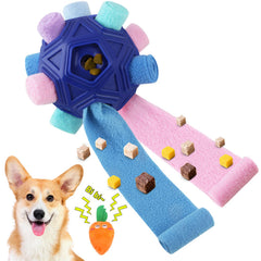 Petration dog snuffle ball outer view with thick cloth strips for slow feeding