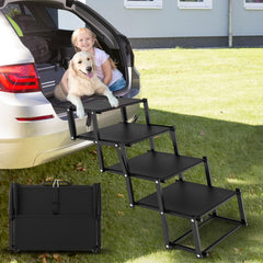 PetRuna extra-wide dog stairs for large dogs, side view for stable joint-friendly climbing.