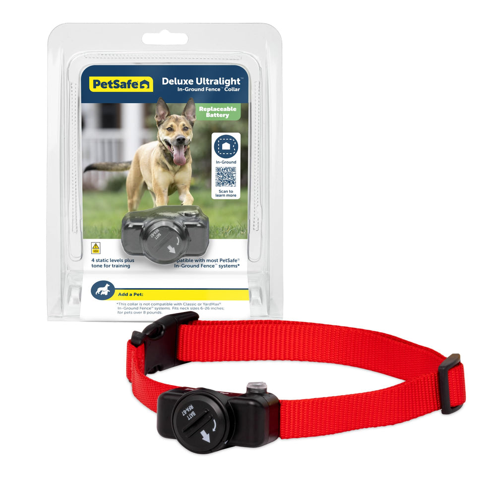 Petsafe deluxe ultralight receiver collar front view showing slim design for comfortable all-day wear