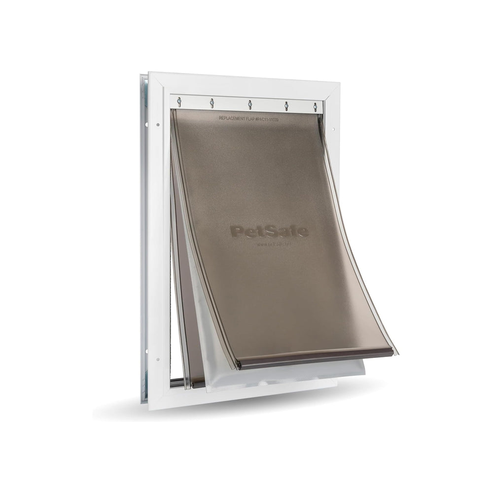 PetSafe Extreme Weather door exterior frame shows durable aluminum for year-round use.