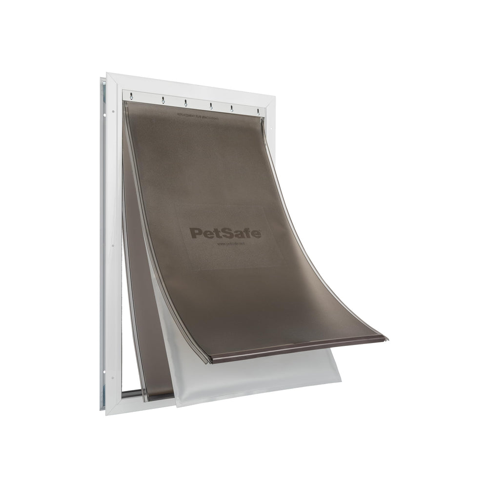 Petsafe Extreme Weather door exterior frame highlights durable aluminum for year-round use