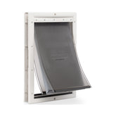 PetSafe Extreme Weather Door frame close-up shows durable plastic construction for energy efficiency.