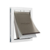 PetSafe Extreme Weather door front view shows durable aluminum frame for year-round energy efficiency.