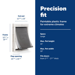 PetSafe Extreme Weather Door being installed on a wooden exterior in a DIY-ready fit.