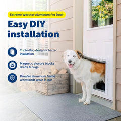 PetSafe Extreme Weather door triple-flap with magnetic seals helps maintain indoor temperature.