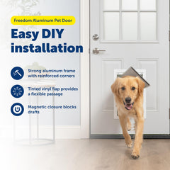 PetSafe Freedom weather strip image emphasizing drafts reduction for indoor comfort.
