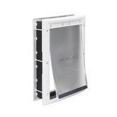 PetSafe plastic pet door installation on wood door shows easy setup