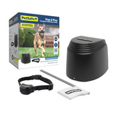 Petsafe Stay & Play boundary setup shows flexible circular area for safer outdoor play.