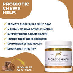 PetScy Probiotic Chews serving dish shows convenient daily treat for dogs