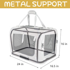Petseek extra large cat carrier side ventilation provides steady airflow during travel.