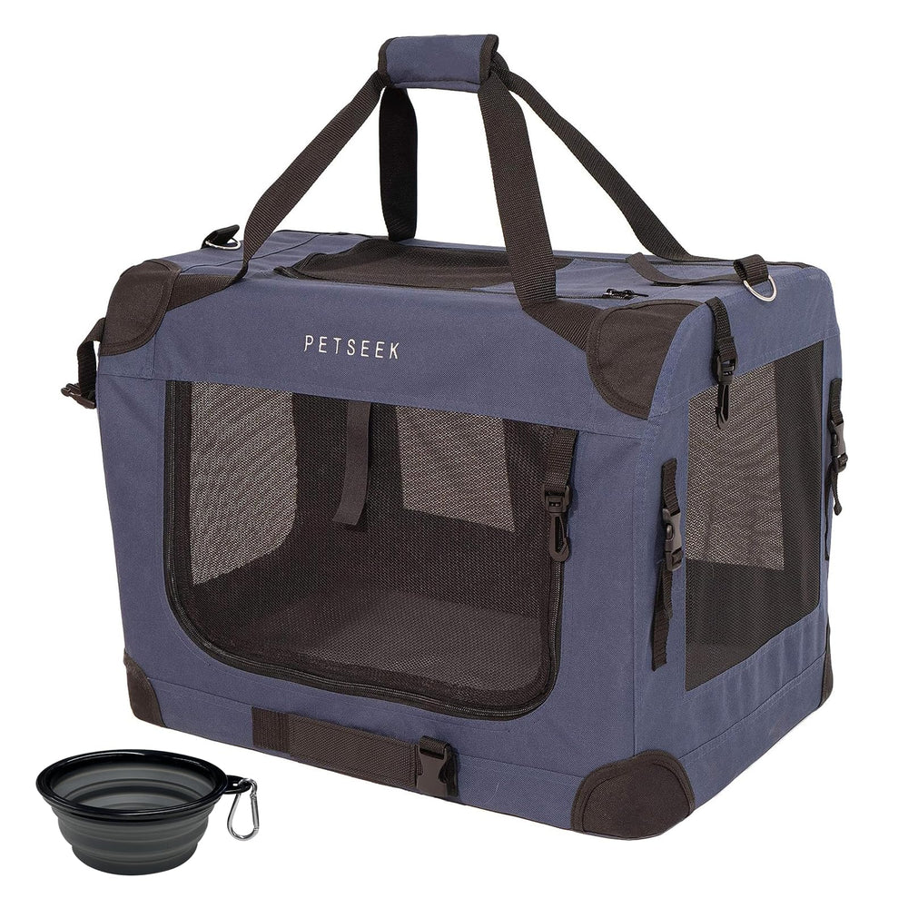 Petseek extra large soft-sided carrier front view with spacious interior for two cats