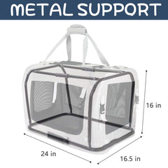 Petseek carrier interior view showing breathable mesh for airflow