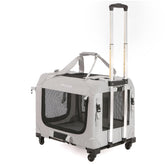 Petseek extra-large cat carrier wheels outer view demonstrates easy transport