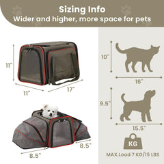Petsfit airline-approved expandable carrier side view showing roomy space for pets