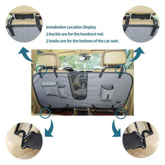 Petsfit car barrier hooks and rails prevent barrier shifting, maintaining safety.