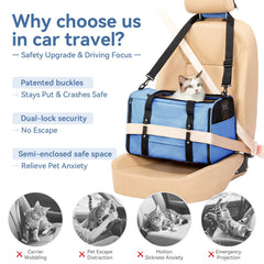 Petsfit cat carrier showing anti-loss safety rope to prevent escapes.