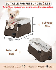 Petsfit center console dog car seat coffee side with safety hooks preventing movement