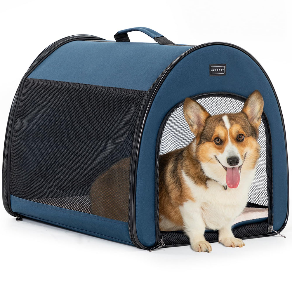 Petsfit collapsible dog crate 26.5-inch side view shows travel-friendly lightweight design