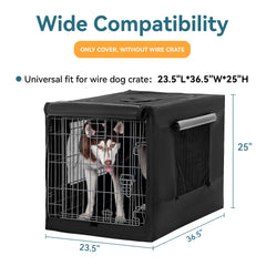Petsfit dog kennel cover top flap open demonstrates quick access and transport.