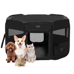 Petsfit dog playpen setup demonstrates quick, tool-free assembly for indoor use.