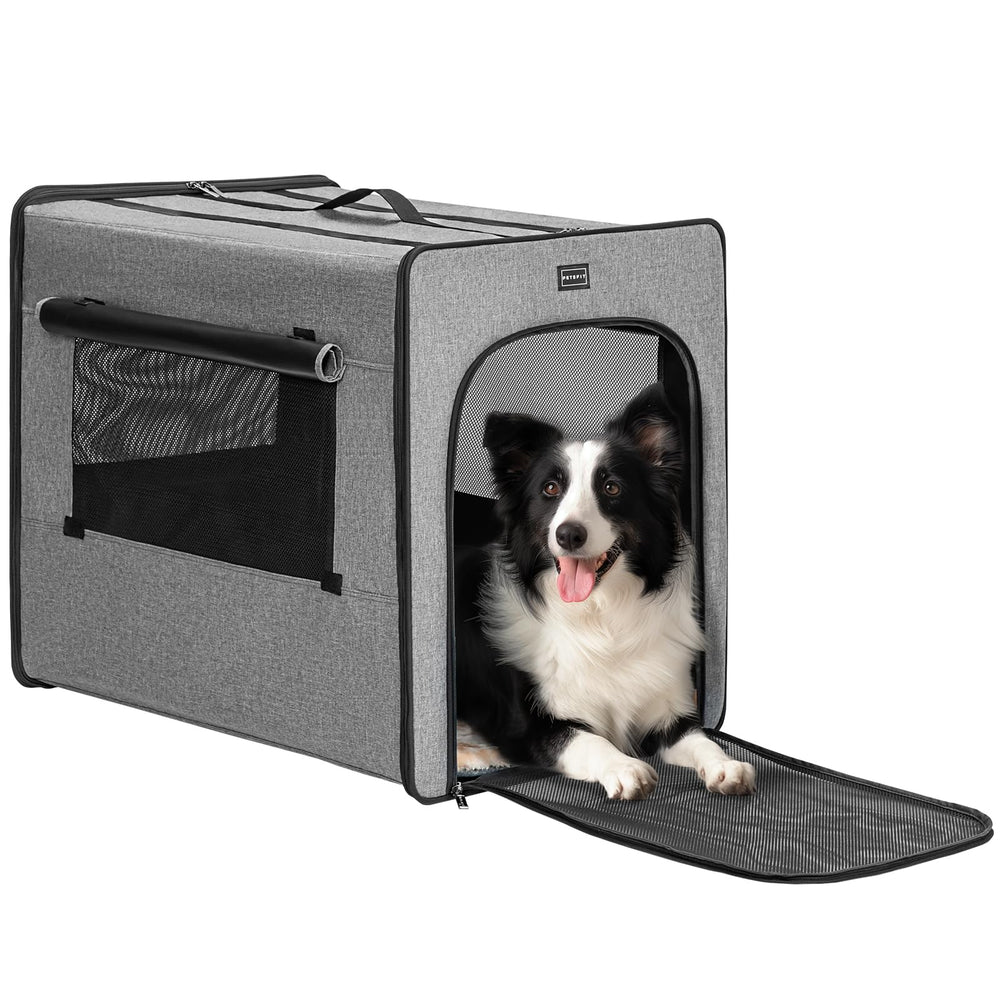 PETSFIT 31-inch soft travel crate setup shows quick 60-second assembly