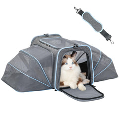 Petsfit expandable cat carrier closed front for easy transport and city trips.
