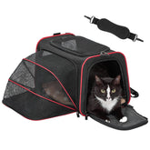 Petsfit expandable-cat-carrier-extended-space shows extra room for pets during travel.