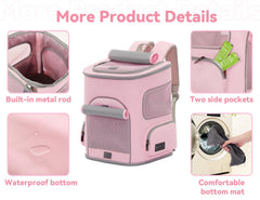PETSFIT pet carrier backpack ventilation mesh on four sides for airflow.