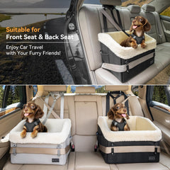 Petsfit small dog car seat side view highlights elevated seating for better scenery and comfort.