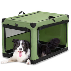Petsfit soft dog crate 36-inch setup shows quick, tool-free assembly for travel